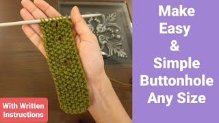 How to knit Easy Buttonhole On Seed Stitch buttonband  Yarnover  Small buttonhole amp Big Buttonhole [upl. by Wennerholn]