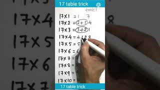 17 table trick  table trick of 17  table of 17  17 ka table trick  shorts table tables [upl. by Sturdivant]