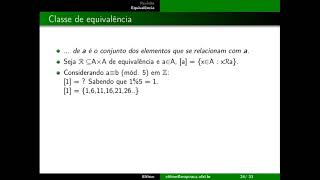 Relação e classe de equivalência [upl. by Nageet]