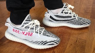 Adidas YEEZY 350 V2 Zebra  Unboxing Review amp On Feet [upl. by Ariaek]