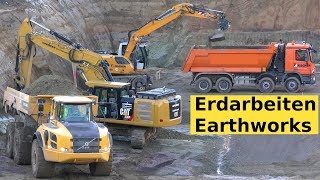 Erdarbeiten Earthworks CAT 517  Bagger CAT 330F  excavator Liebherr 918  Volvo dumper A40 FFS [upl. by Nilson408]