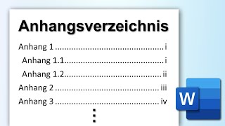 WORD separates Anhangsverzeichnis erstellen [upl. by Monda914]