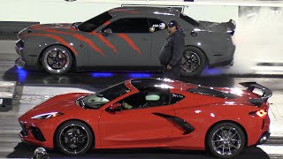 Hellcat vs C8 Corvette  drag racing [upl. by Reinhardt]