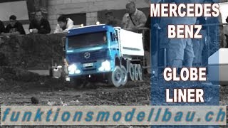 TRAILER RC MODEL TRUCK TAMIYA GLOBE LINER AND MERCEDESBENZ SK 5053 10x10 BIG TIPPER [upl. by Yrrot]