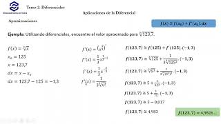 Tema 2 Diferenciales Aplicaciones Aproximaciones y Errores [upl. by Yortal]