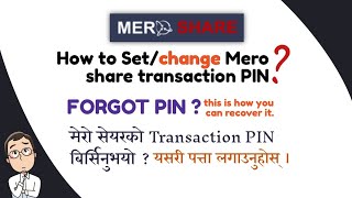 How to SetChangeRecover Meroshare Transaction Pin मेरो सेयरको बिर्सेको पिन यसरी थाहा पाउनुहोस् [upl. by Arlie]