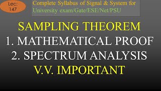 Mathematical Proof of Sampling Theorem with Spectrum Analysis  S amp S  R K Classes Hindi Lec147 [upl. by Hemetaf]