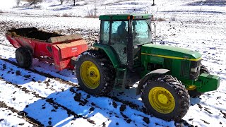 John Deere 7510 Hauling Manure in March [upl. by Alda]