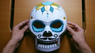 Cómo hacer una Máscara de Calavera día de los Muertos con Papel opalina  Momuscraft [upl. by Jed]