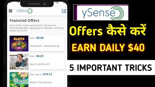 ySense में Offers कैसे पूरा करें   How To Complete Offers In ySense  ySense Earn Money [upl. by Odlareg110]