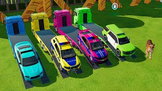 TRANSPORTING PIXAR CARS amp FRUITS WITH COLORED amp JOHN DEERE vs CLAAS vs TRACTORS  BeamNGdrive202 [upl. by Lehmann118]