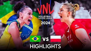 🇧🇷 BRAZIL vs POLAND 🇵🇱  Highlights  Womens VNL 2024 [upl. by Adnilem]