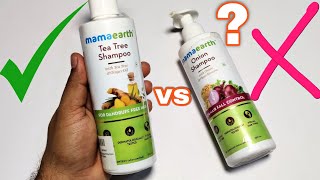 Mamaearth Onion Shampoo Vs Anti Dandruff Shampoo  Onion Anti Hairfall Vs Tea Tree Anti Dandruff [upl. by Smart]