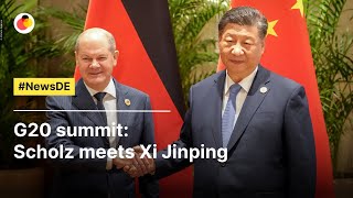 G20 summit Scholz meets Xi Jinping  NewsDE [upl. by Adlog801]