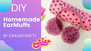 DIY Homemade Cute EarMuffs  DIY EarMuffs  How to  CrazeeCrafts [upl. by Peterson]