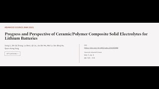 Progress and Perspective of CeramicPolymer Composite Solid Electrolytes for Lithium   RTCLTV [upl. by Einafpets]