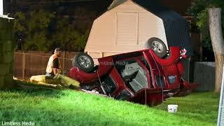 Vehicle Crashes Through Garage and Rolls Over in Farmington Minnesota [upl. by Oiram]