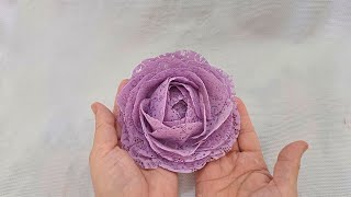 uma ideia incrível com flor feita no copoflores de tecidoflor de renda artesanato com renda diy [upl. by Imelda]