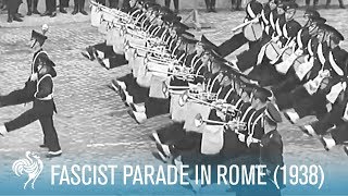 Italian Soldiers Goose Step for Hitler and Mussolini  War Archives [upl. by Aynodal]