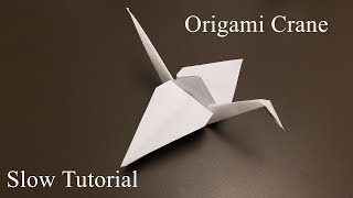 Origami Crane  How to Make the origami Crane  Slow Tutorial [upl. by Eloc]