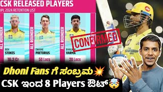 IPL 2024 CSK retained and released players list KannadaIPL 2024 CSK retention list analysis [upl. by Rese]