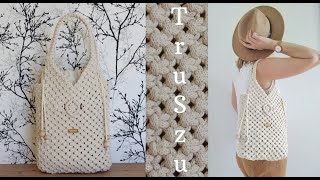 DIY MACRAME PURSE tutorial  MAKRAMA torebka Boho  EASY MACRAME BAG  MACRAME MARKET BAG [upl. by Ahseekan]