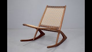 Vintage teak frame rocking chair with papercord woven seat [upl. by Imoyn]