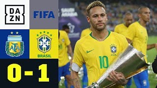 Lionel Messi fehlt  Neymar triumphiert Argentinien  Brasilien 01  Testspiel  DAZN Highlights [upl. by Trev]