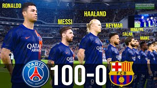 What if Ronaldo Messi Haaland Neymar Salah Mbappe Mane Lautaro Benzema play together PSG vs FCB PES [upl. by Parthena653]