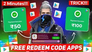 1 Trick  ₹50 Free Redeem Code App  Google Play Redeem Code App Free  Free Fire Redeem Code [upl. by Atinnod]