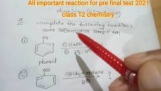 kolbes reaction।Reimer Teiman reaction etc।class 12 chemistry।all important reaction for pre test। [upl. by Osbourn]