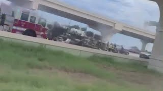 BREAKING Overturned cement truck has 1604 at 281 shut down both directions [upl. by Tani898]