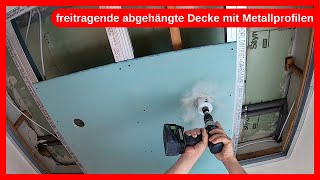 freitragende Flurdecke mit Doppelständerprofilen und Einbauleuchten  neue Werkstatt Trockenbau DIY [upl. by Nightingale]