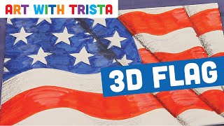 How to Draw a 3D American Flag  Art With Trista [upl. by Herwin]