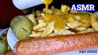 EAT BRITISH MEAL  CURRY SAUCE CHIPS SAUSAGE GERKIN PICKLED ONION  MUKBANG  AampF ASMR [upl. by Werdn]