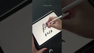 Design with us 💫 The name Aria as a Logo logodesign designprocess adobeillustrator procreate [upl. by Notyard]