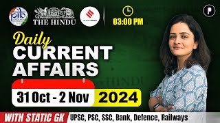 31 October  2 November Current Affairs 2024  Daily Current Affairs  Current Affairs Today [upl. by Josepha]