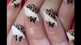 Leo  Schmetterling Nageldesign selber machen  Nail Art Design Tutorial Stamping amp Nail Sticker [upl. by Shepperd]