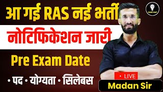 RAS 2024 New Vacancy Notification  RAS Pre Exam 2024 Paper  Rajasthan Vacancy 2024  Madan Sir [upl. by Narmi]