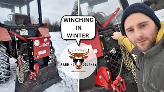 Winter job on the farm  Forestry work with Igland skidding winch part2 [upl. by Oneida]