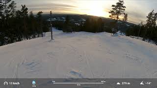 Skiing in Romme Alpin Last run of the day at 85 kmh in Hällas Hang black slope [upl. by Oloap]