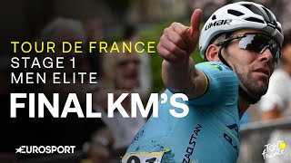 WHAT A START 🔥  Tour de France Stage 1 Final Kilometres  Eurosport Cycling [upl. by Giulia]