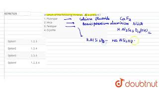 In which of the following minerals Al is present  1 Fluorspar 2 Mica 3 Feldspar 4 Cryolite [upl. by Otrebireh]