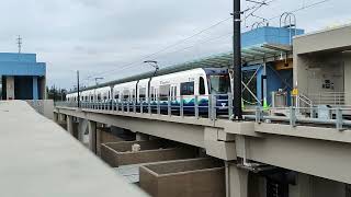 Lynnwood Link Light Rail 1 Line PreRevenue Testing  3 Trains at Once at Lynnwood Platform [upl. by Rumilly]