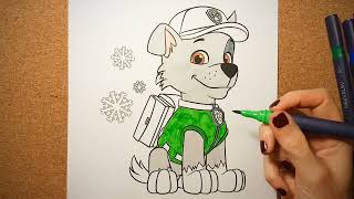 AniaKoloruje  Dla Maluchów  How to color PAW PATROL  CHRISTAMAS  Jak pokolorować PSI PATROL [upl. by Htnicayh986]