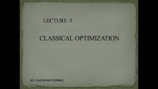 CLASSICAL OPTIMIZATION [upl. by Karli]