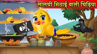 लालची मिठाईवाला  Lalchi Mithaiwala  Chidiya Wala Cartoon Tuni चिड़िया Hindi KahaniyaMoral Story [upl. by Netsirt]