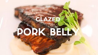 Black Currant Glazed Pork Belly with Celery Root Puree Recipe [upl. by Ardnassak]