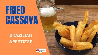 How to make fried cassava  vegan recipe  macaxeira frita [upl. by Novah]