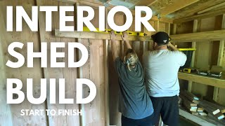 DIY Shed Interior Build  Start to Finish [upl. by Carrew]